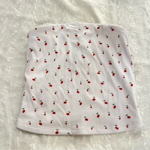 Just Polly white &  cherry print tube top